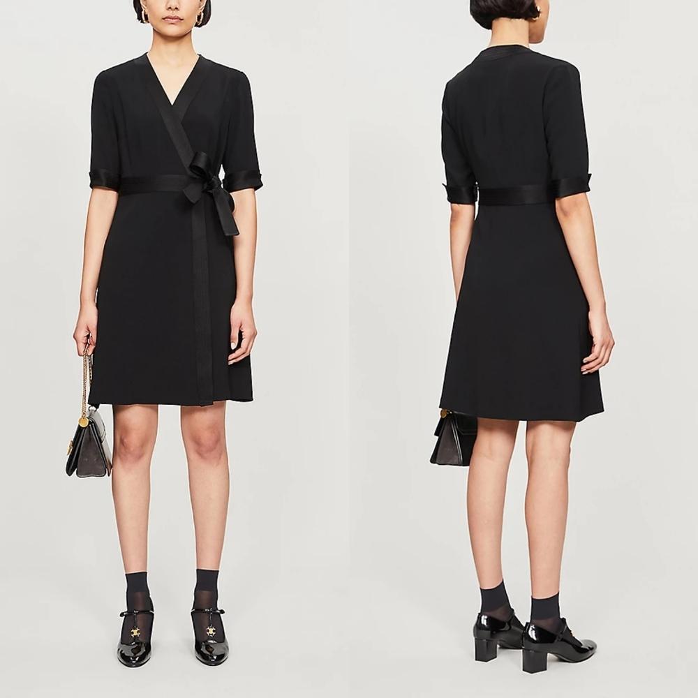 CLAUDIE PIERLOT Rosilea Kimono Woven Dress Black 34/XXS.